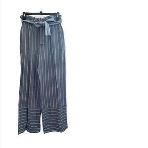 Vintage Havana linen pants. Wide leg. Small. Blue with stripes. Belt. Unworn.